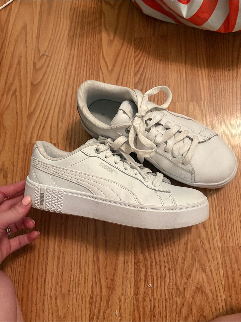 Puma White Low-Top Platform Sneakers